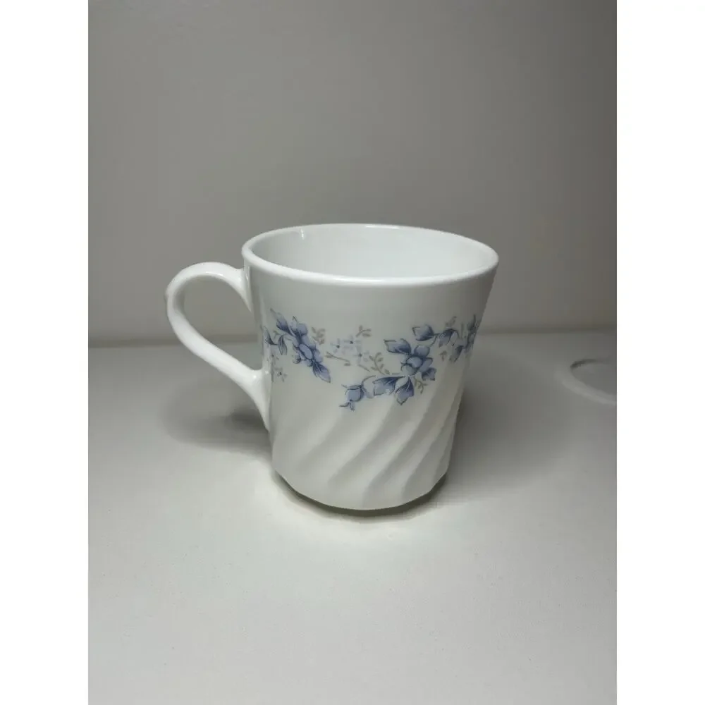 EUC! Corning (Corelle) BLUE FLEUR Flat Cup Swirl Rim Blue Flowers Replacement